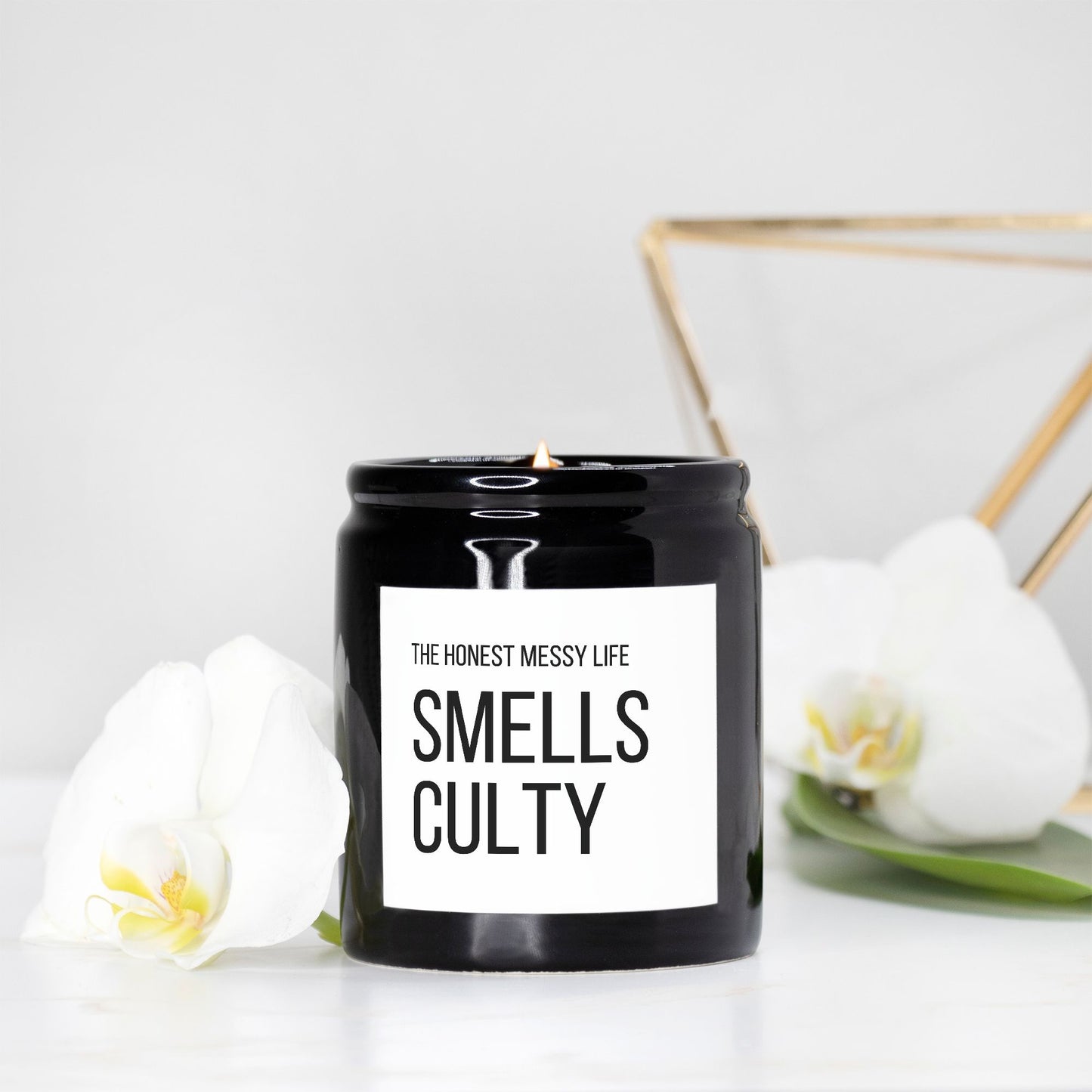 Smells Culty Candle Ceramic 8oz (Black)
