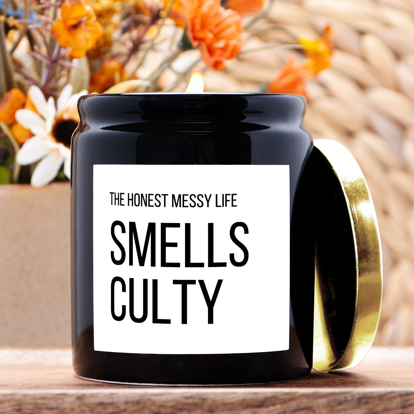 Smells Culty Candle Ceramic 8oz (Black)