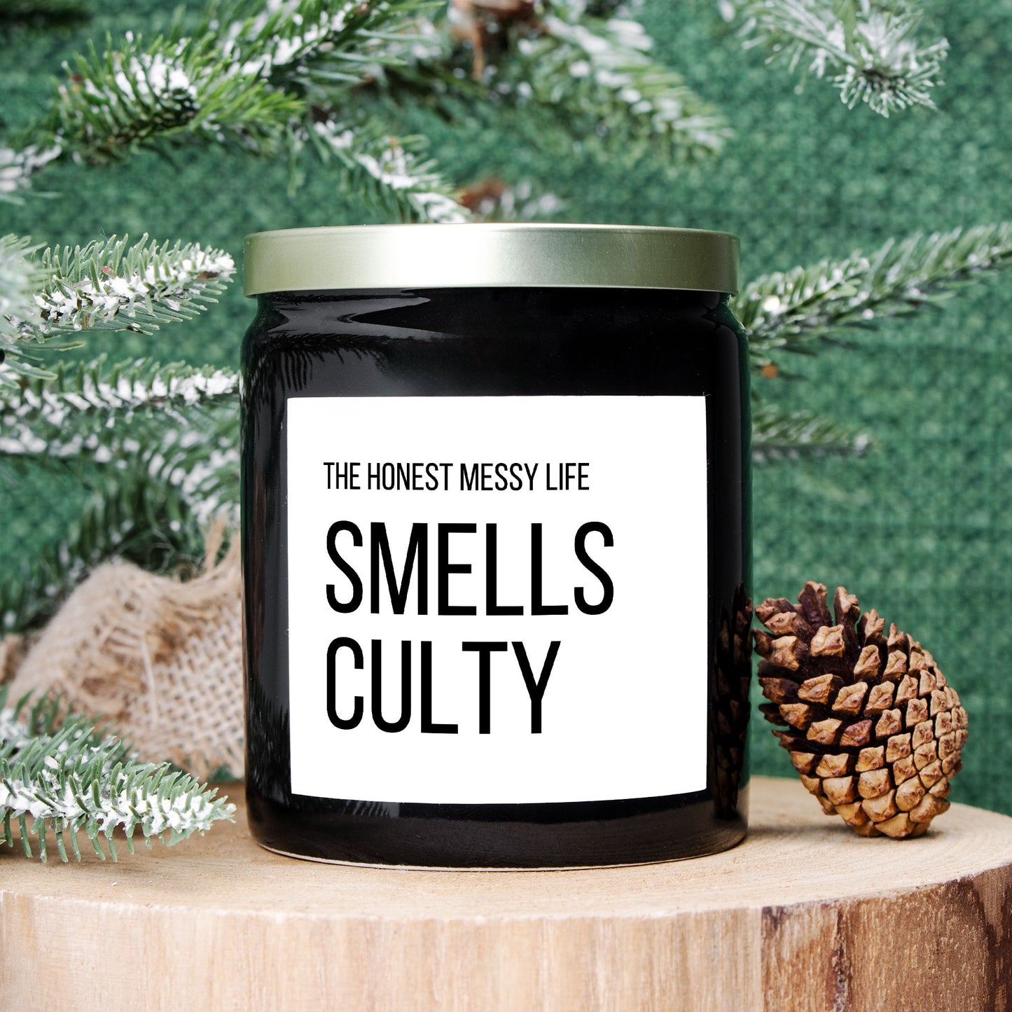 Smells Culty Candle Ceramic 8oz (Black)