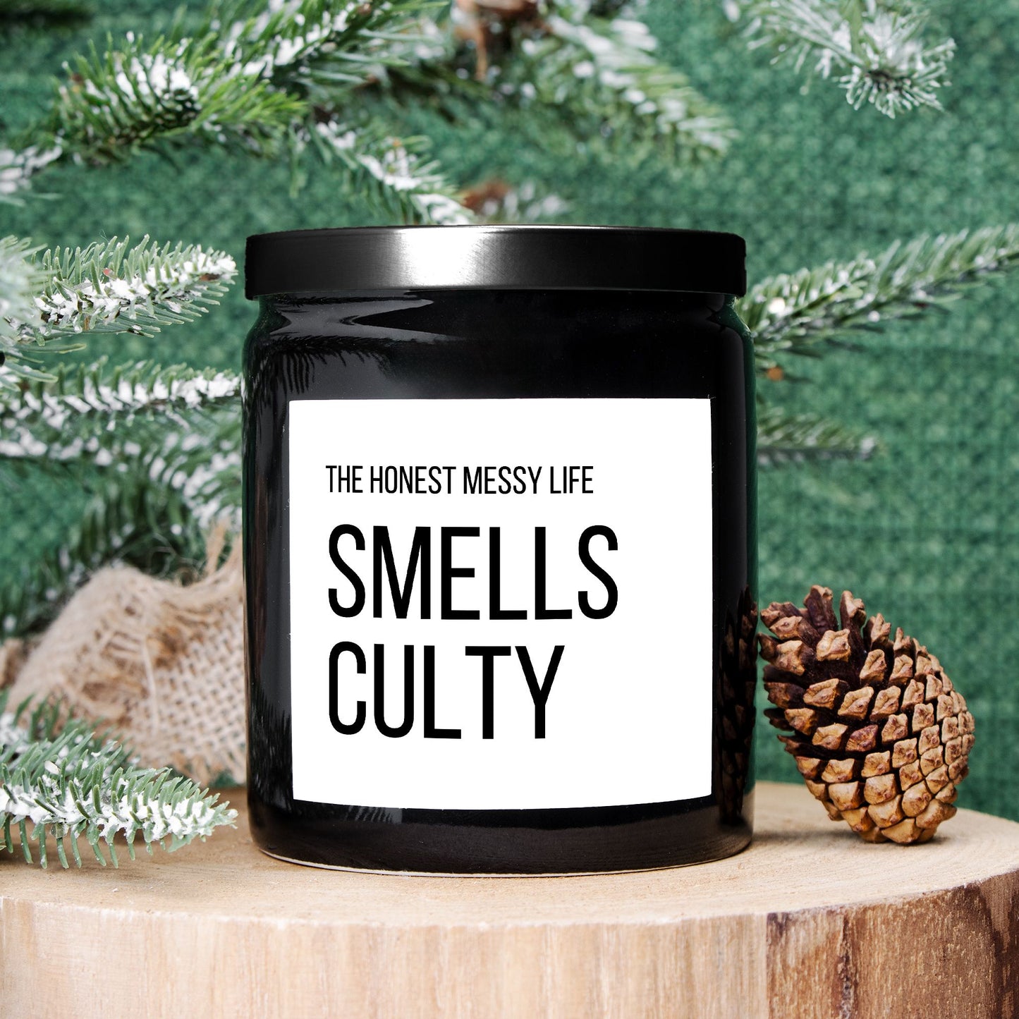 Smells Culty Candle Ceramic 8oz (Black)